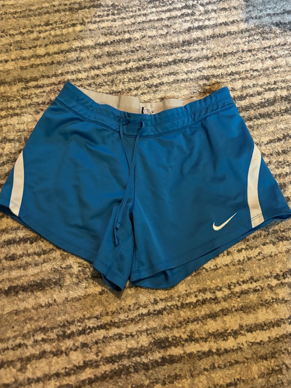 Nike Women’s Blue Athletic Shorts with White Panels